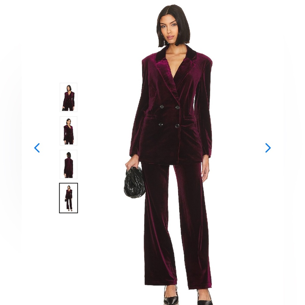 Sanctuary Bridget Blazer Plum Velvet with High Rise Trouser